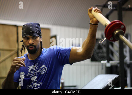 Boxing - David Haye Open Training Session - Hayemaker Boxing Gym. Boxer David Haye during the open training session at the Hayemaker Boxing Gym, London. Stock Photo