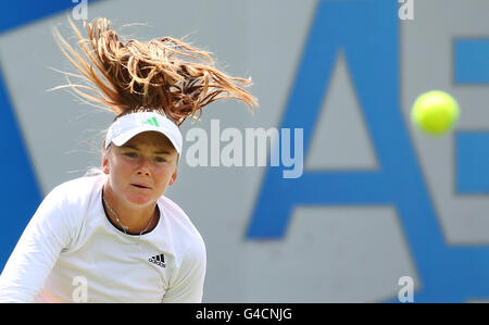 Daniela Hantuchova in action during her semi-final match against Petra Kvitova during the AEGON International at Devonshire Park, Eastbourne. Stock Photo