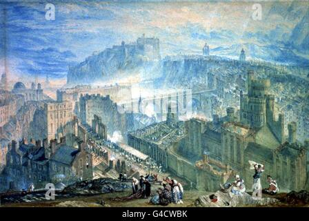 View of Edinburgh from Calton Hill', one of the two watercolours by 19th Century painter Joseph William Turner, which have been acquired by the National Gallery of Scotland for more than 150,000. See PA story ARTS Turner/PA Stock Photo