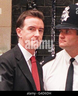 Minister Without Portfolio Peter Mandelson leaves No10 Downing Street today (Monday), where Prime Minister Tony Blair is holding his first ministerial reshuffle. See PA story POLITICS Reshuffle. Photo by Rosie Hallam/PA Stock Photo