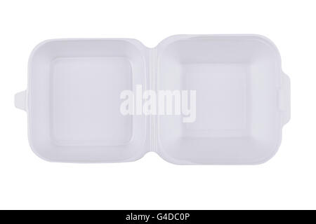 horizontal top view of an open empty white meal pack isolated Stock Photo