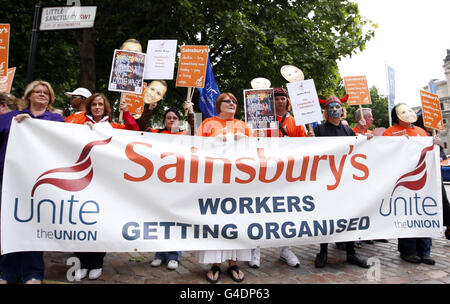 Sainsbury's staff protest Stock Photo