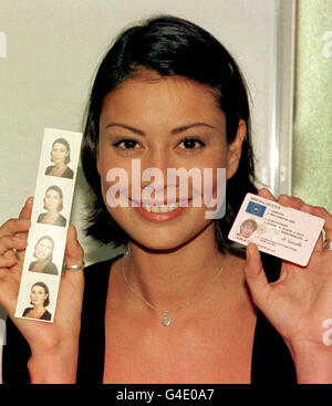 Library filer dated 15/7/98 of Big Breakfast presenter Melanie Sykes who was one of the first applicants for Britain's new photocard Driving Licence. The plastic credit card sized licences - pink for a qualified driver and green for a learner - will make their first appearance from Thursday July 23 and gradually replace the paper document currently issued to more than 37 million drivers and are in response to an EU directive. See PA story TRANSPORT Licence Stock Photo