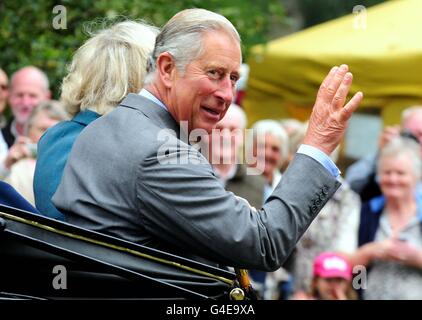 The Prince of Wales and Duchess of Cornwall during a visit to the Sandringham Flower Show in Sandringham, Norfolk. Stock Photo