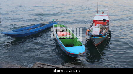 Small service boats in Sabah, Malaysia Stock Photo