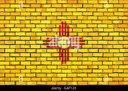 Flag of New Mexico on a brick wall Stock Photo