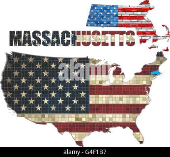 USA state of Massachusetts on a brick wall Stock Photo