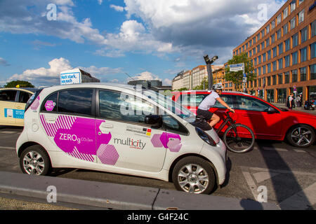 Multi City, carsharing project in Berlin, in my app to reserve a car, operated by CITROËN Germany, pure electric car fleet, Stock Photo