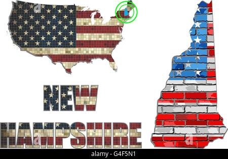 USA state of New Hampshire on a brick wall Stock Photo