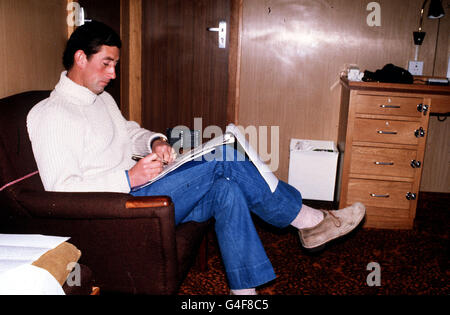 PRINCE OF WALES SPEECH WRITING ON TRAWLER Stock Photo