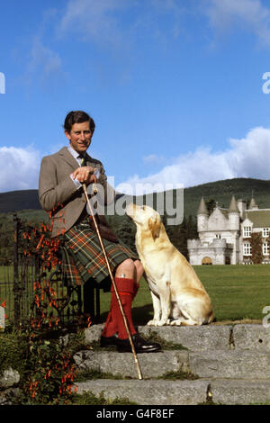 Buildings and Landmarks - Balmoral Castle - Scotland. The Prince of Wales during a visit to Balmoral Castle, Scotland. Stock Photo