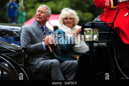 The Prince of Wales and Duchess of Cornwall during a visit to the Sandringham Flower Show in Sandringham, Norfolk. Stock Photo