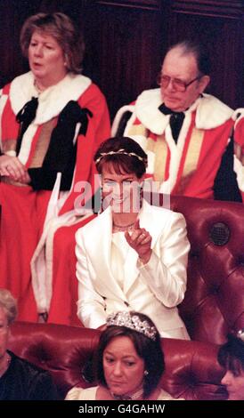 Hollywood actress Jamie Lee Curtis, wife of Lord Hayden-Guest, sits in the House of Lord's today (Tuesday), as The Queen makes her speech for the State Opening of Parliament. See PA Story POLITCS Speech.