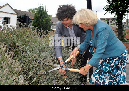 Camilla visits urban gardens Stock Photo