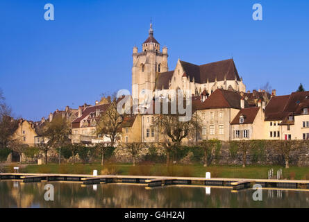 die Stadt Dole mit Kirche - the town Dole and church in France Stock Photo