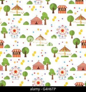 Travelling carnival amusement park show fair seamless festive pa Stock Vector