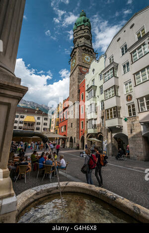 The City Tower or Stadtturm, Innsbruck, Tyrol, Austria Stock Photo