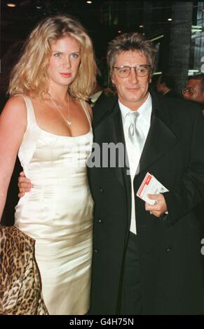 Singer Rod Stewart and his wife Rachel Hunter at the premiere of Evita. * 8/1/99 Rock star Rod Stewart has split from his wife Rachel Hunter, his management company announced. 21/10/99 : Stewart now separated from Hunter is reported to be dating 27-year-old supermodel Caprice after the two were seen together in a Los Angeles bar. 24/03/02: Rod Stewart and his estranged wife Rachel Hunter who has not ruled out getting back together with the ageing rocker, she said Sunday March 24, 2002. In an interview with the Mail on Sunday Night & Day magazine, the 29-year-old former model said she still Stock Photo