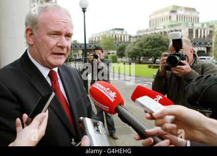 Martin McGuinness, Sinn Fein's candidate in the Irish Presidential race, outside the Customs House in Dublin after handing in his nomination papers. Stock Photo
