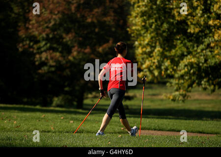 Delegate Tatiana Novaes at the annual INWA (International Nordic Walking Federation) convention in London's Hyde Park. Stock Photo