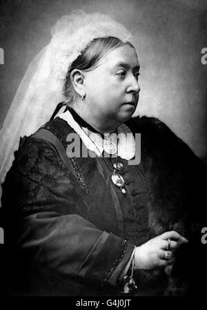 A portrait of Queen Victoria (1819-1901), Queen of United Kingdom, Empress of India. c1890. She married Prince Albert of Saxe-Coburg-Gotha in 1840. Her sense of vocation did much to restore the prestige of the British monarchy. Stock Photo