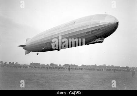 German airship 'Graf Zeppelin' flying over Wembley during the FA Cup ...