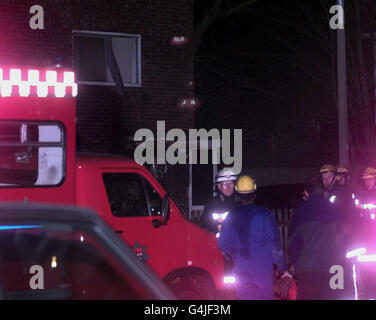 The scene at Bellamy Road in Chingford, London, where detectives and fire investigators are trying to establish the cause of a blaze in which seven people perished. Three children were among the dead. One adult managed to escape. Stock Photo