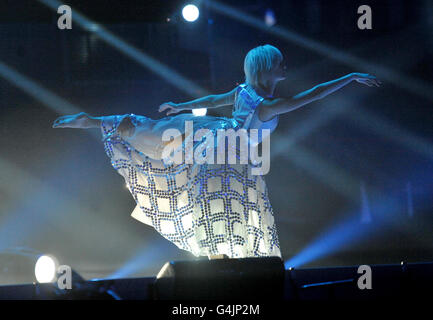 Pixie Lott performs at the Michael Forever Tribute Concert at the Millennium Stadium, Cardiff. Stock Photo