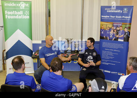 Everton Goalkeeper Marcus Hahnemann holds a questions and answers session during the Everton in the Community and World Health Day at The Greenbank Sports Academy, Liverpool Stock Photo