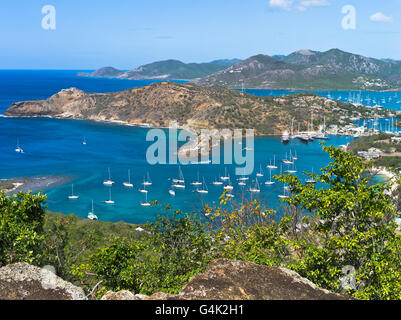 dh Shirley Heights ANTIGUA CARIBBEAN Lookout view of Falmouth harbour scenic english harbor Stock Photo