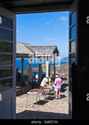 dh Shirley Heights ANTIGUA CARIBBEAN Lookout viewpoint stalls selling souvenirs to tourists tourist Stock Photo