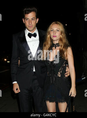 Mark Ronson and his wife Josephine de la Baume arriving for the Perrier-Jouet 200th Birthday party, at Il Bottaccio in central London. Stock Photo