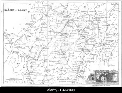 Département de SAÔNE-ET-LOIRE. Decorative antique map/carte. LEVASSEUR ...