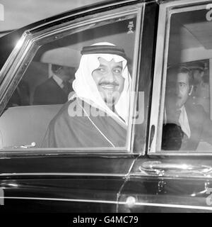 Driving away from Heathrow Airport shortly after arrival, Amir Sultan bin Abdul Aziz, Saudi Arabia's Defence and Aviation Minister. He is in Britain for a five day visit. Stock Photo