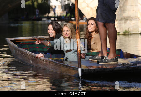 Miss World 2011 contestants (left - right) Miss Scotland Jennifer Reoch, Miss England Alize Mounter and Miss Ireland Holly Carpenter take a trip in a punt on the River Cam in Cambridge, Cambridgeshire. Stock Photo