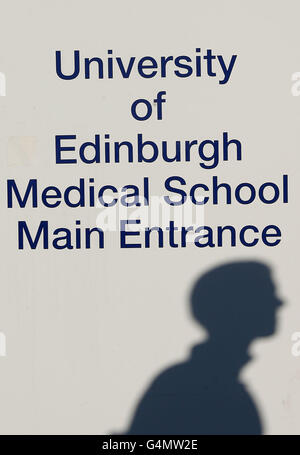 The front entrance to the University of Edinburgh Medical School where JK Rowling buried a time capsule to mark the start of building work on a research clinic for patients with neurodegenerative diseases at the University of Edinburgh Medical School. Stock Photo