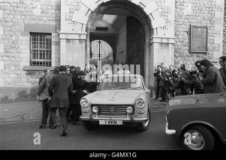 The scene outside Maidstone Prison just before convicted Russian spy Harry Houghton was released after having served nine years of a fifteen year sentence for selling naval secrets to the Russians. Stock Photo