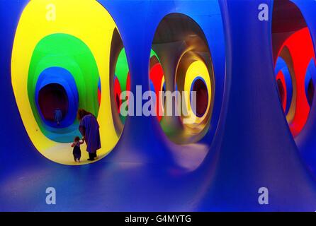 Visitors walk round artist Maurice Agis's 'Dreamspace', a giant ...
