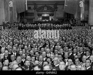 The Prince of Wales (to the left of the gentleman in the middle of the mid section) and the Duke of York (to the right of centre, next to man in coat and glasses) pictured at the London Stock Exchange. Stock Photo