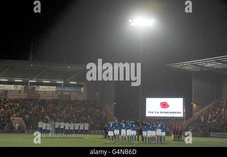 Soccer - Under 21 International Friendly - England v Denmark - Amex Stadium. The teams observe a minutes silence Stock Photo