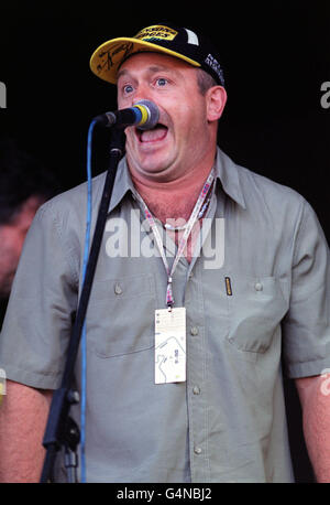 Ross Kemp, who plays Grant Mitchell in the television soap Eastenders, at the post-race grand prix party, at Stowe School, Buckinghamshire, following the 1999 Formula One British Grand Prix. Stock Photo