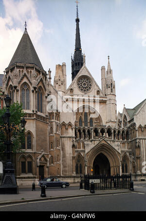 A general view of The Royal Courts of Justice in The Strand, London. Cases heard here include celebrated libel actions and appeals against major criminal cases. Stock Photo