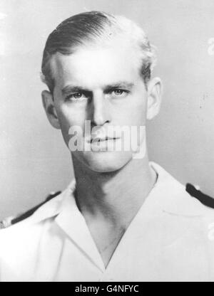The Duke of Edinburgh as Commander of the Frigate HMS Magpie in 1951. Stock Photo