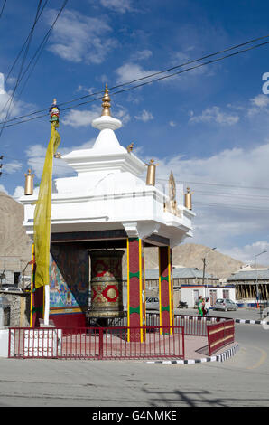 Prayer wheel at roadside in Leh, Ladakh, Jammu and Kashmir, India Stock Photo