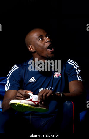 Athletics - JJ Jegede Feature - Gateshead College Academy for Sport. Great Britain long jumper JJ Jegede Stock Photo