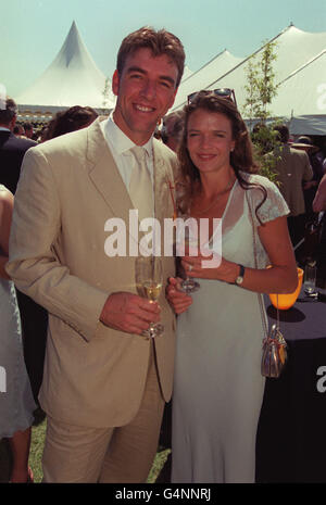 Annabel Croft and husband Mel Coleman at the Veuve Clicquot Gold Cup polo match at Cowdray Park. Stock Photo