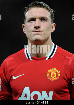 Manchester United's Phil Jones before during the UEFA Champions League, Group C match at Old Trafford, Manchester. Stock Photo