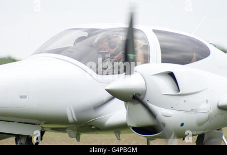 RAF Gosford, UK. 19th June 2016. TV Star Carol Vorderman honorary RAF ambassador for the air cadets Carol’s the  first female honorary Group Captain fly’s in to the RAF base helping celebrate the 75 anniversary of the cadets at the annual Air show.  Credit:  Clifford Norton/Alamy Live News Stock Photo