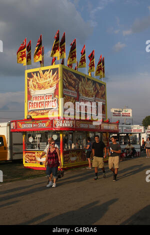 Fresh Cut French Fries sign on concession stand. Canfield Fair. Mahoning County Fair. Canfield, Youngstown, Ohio, USA. Stock Photo