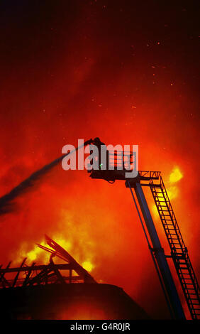 Fire crews tackle a blaze on Morrison Street in Glasgow Scotland. Stock Photo